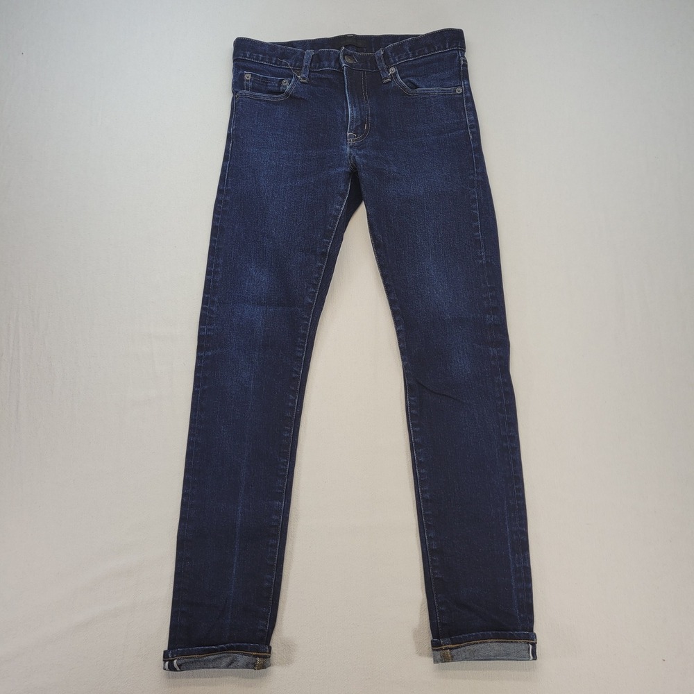 Uniqlo Selvedge Jeans Mens 30x32 Skinny Tapered Kaihara Low Rise Dark Wash Denim